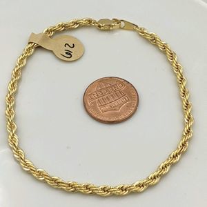 Vintage 14kt Gold Plated Rope Chain Bracelet NWT